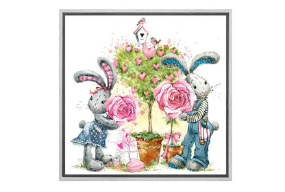 Shy Bunnies | Canvas Art Print