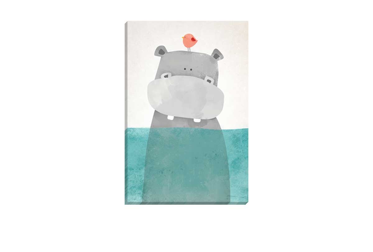 Swimming Hippo | Canvas Art Print