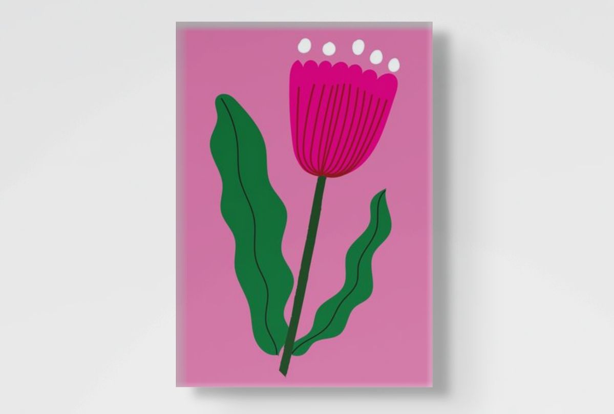 Floral Wall Art Print – Stylised Pink Flower Artwork