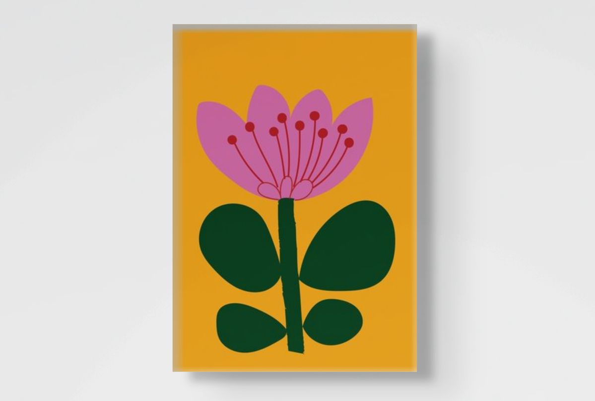 Floral Wall Art Print – Stylised Pink Botanical Artwork