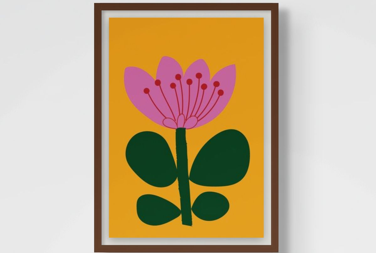 Floral Wall Art Print – Stylised Pink Botanical Artwork
