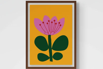 Floral Wall Art Print – Stylised Pink Botanical Artwork