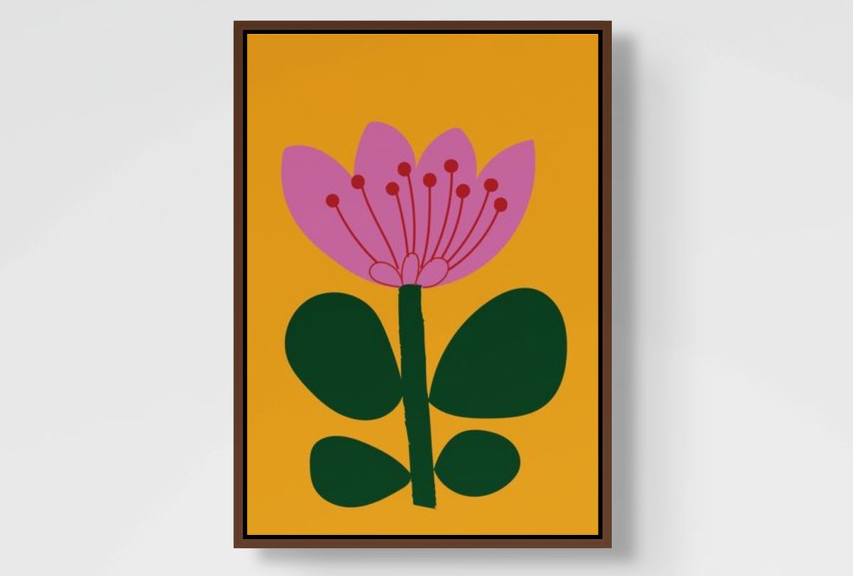 Floral Wall Art Print – Stylised Pink Botanical Artwork