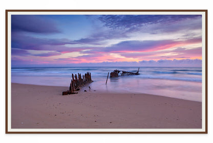Dicky Beach shipwreck Sunshine Coast Queensland sunset coastal wall art print
