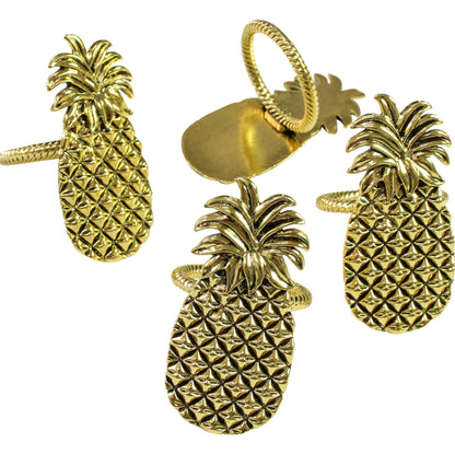 Pineapple Napkin Rings Set/4 Gold