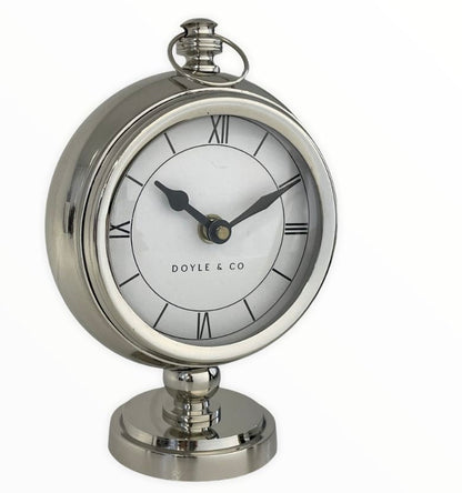 Hamptons Round Silver Mantle Table Clock