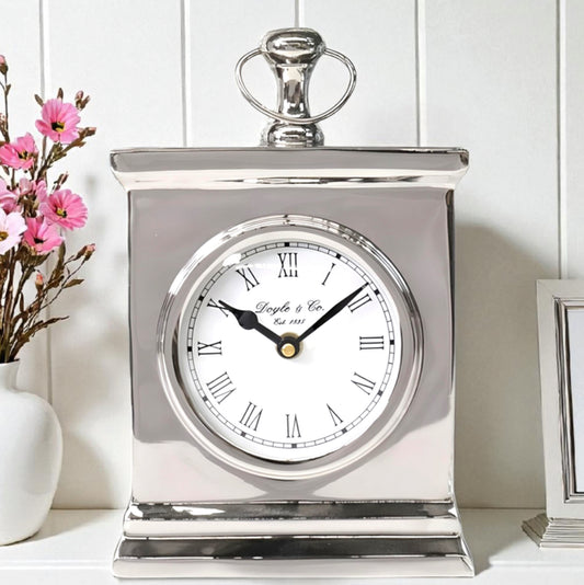 Hamptons Silver Mantle Clock