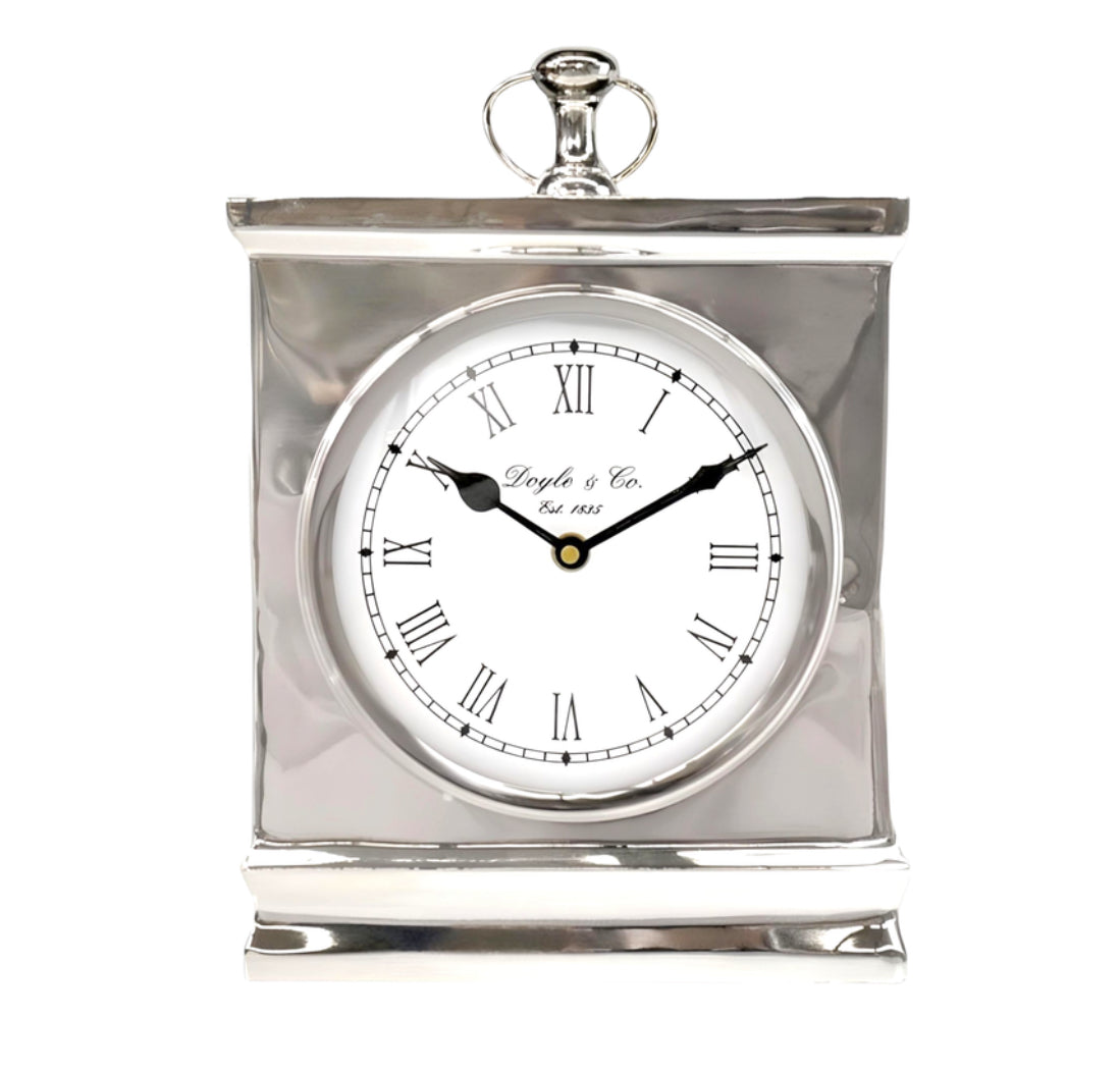 Hamptons Silver Mantle Clock Large