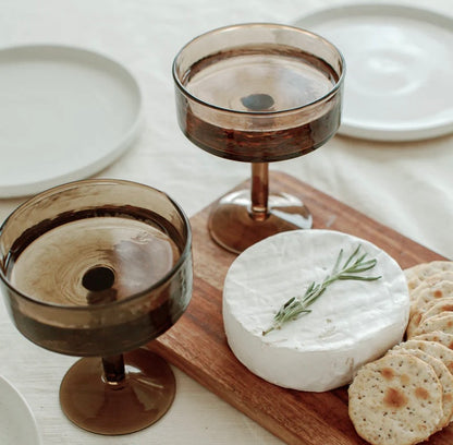 Handblown Hammered Cocktail Glass Pair - Smoke