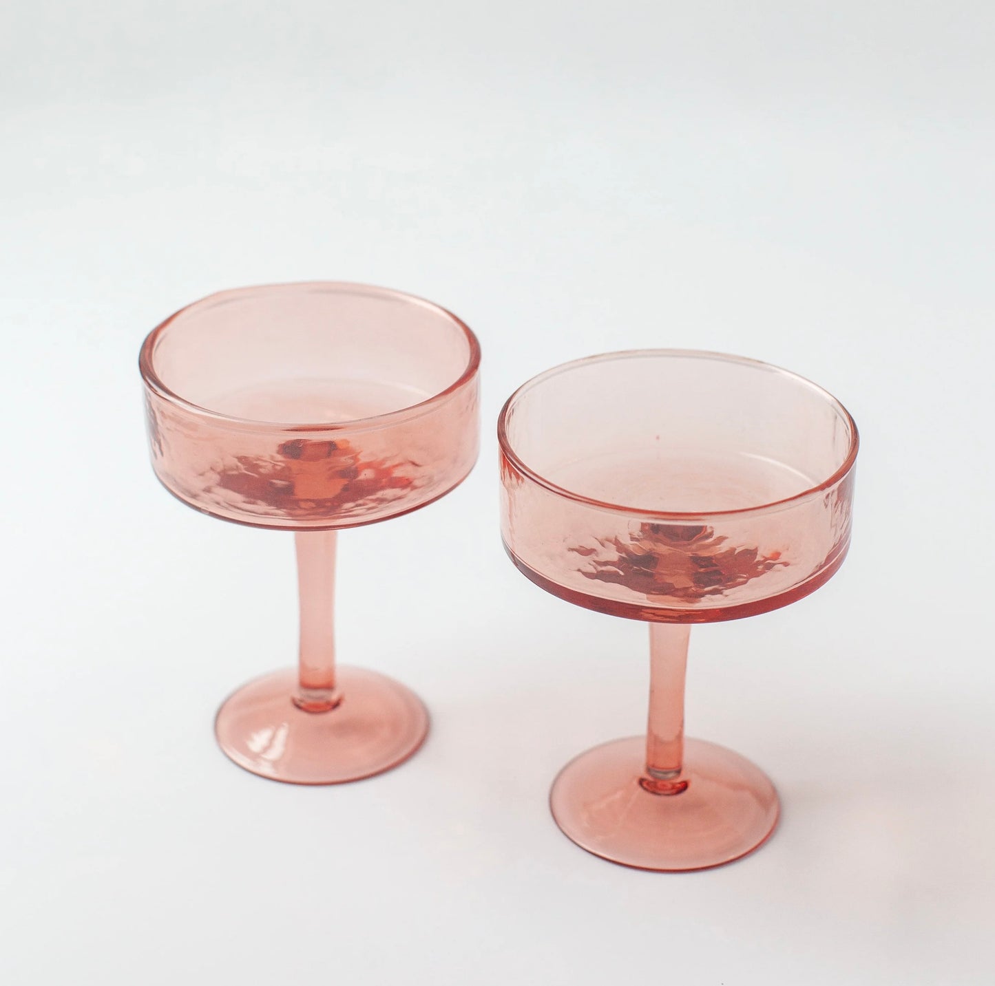 Handblown Hammered Cocktail Glass Pair - Blush
