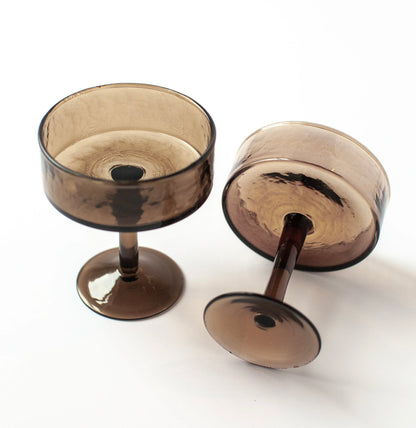 Handblown Hammered Cocktail Glass Pair - Smoke
