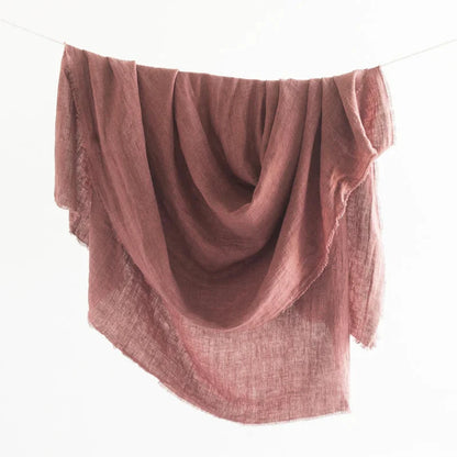 Rose pink sone washed linen throw blanket