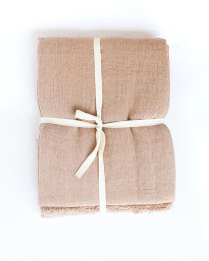 Stone Washed Linen Throw Blanket - Blush