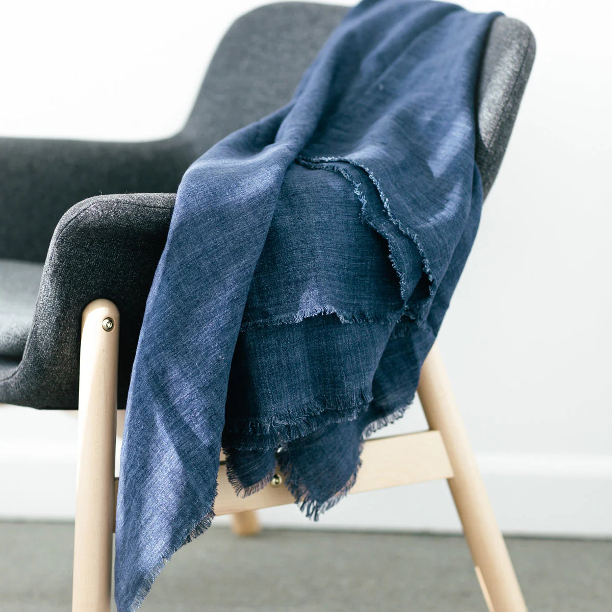 Navy Blue stone washed throw blanket.