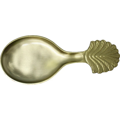 Brass palm spoon rest tray made from aluminium with palm leaf handle