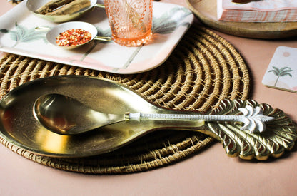Palm Spoon Rest Tray – Large Brass Finish