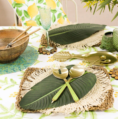 Palm Spoon Rest Tray – Large Brass Finish