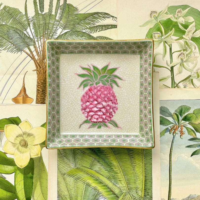 tropical pineapple soap dish porcelain