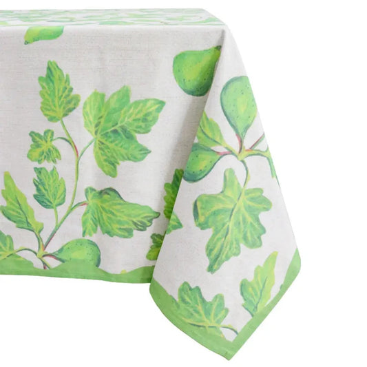 green fig leaf cotton tablecloth botanical dining table linen