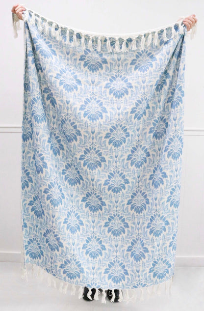 Anaya Damask Cotton Throw with Tassels