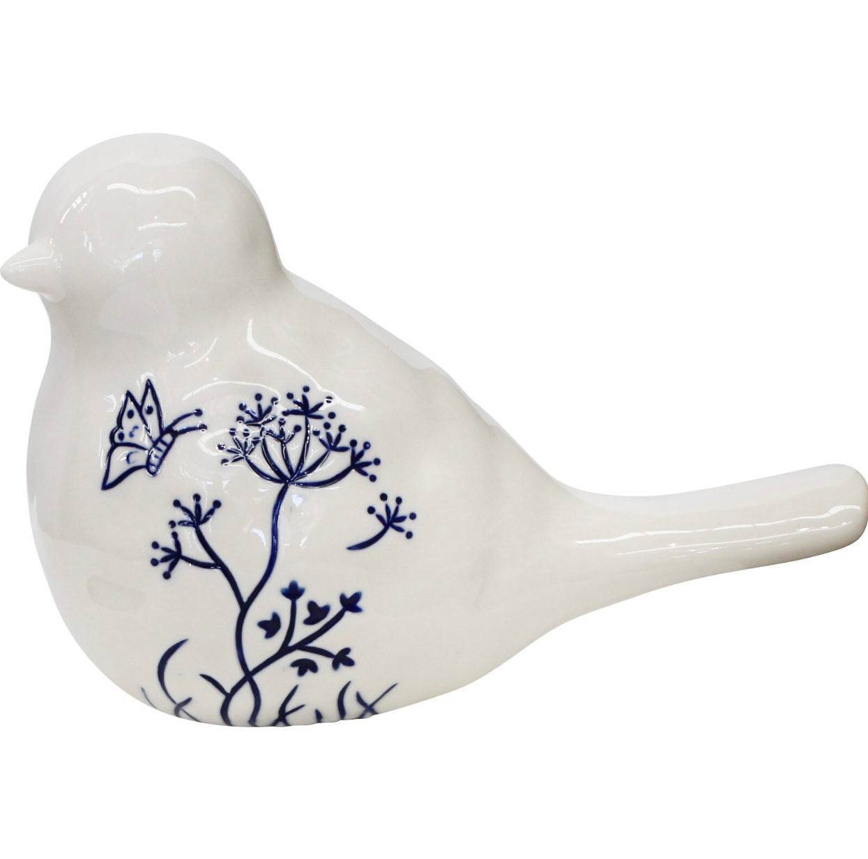 Blue & White Ceramic Bird Decoration