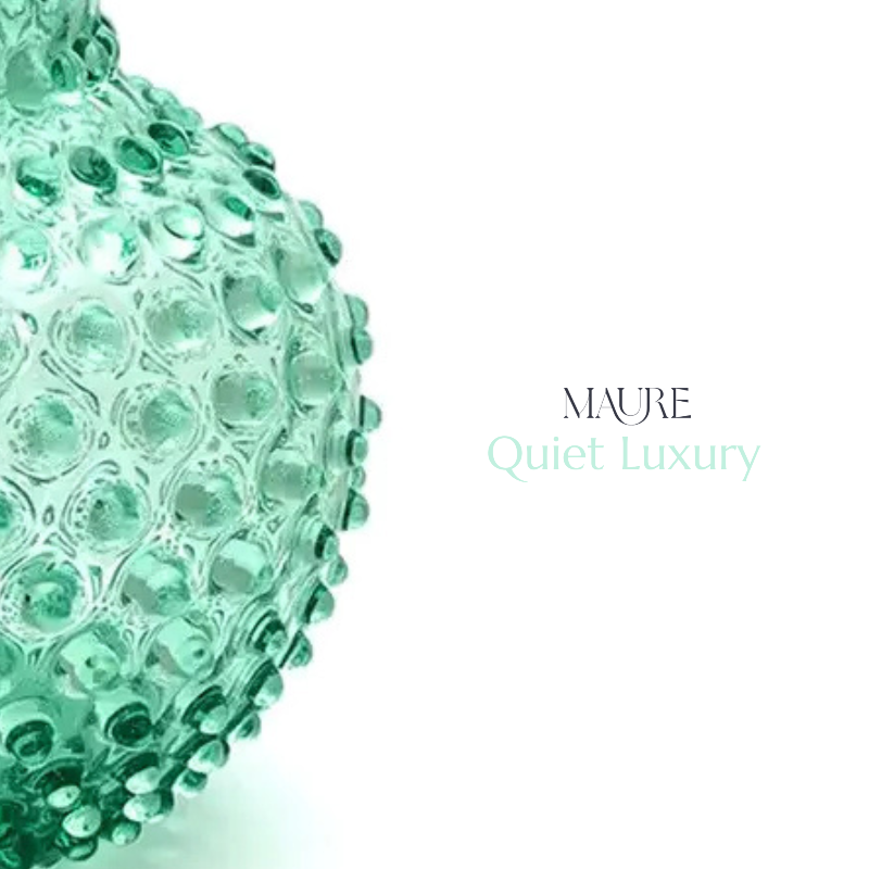 Maure handblown Bohemian crystal pitcher showing raised hobnail glass texture