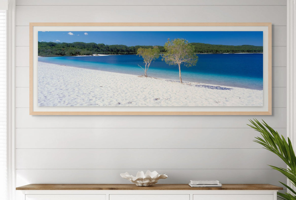 Framed landscape print of lake mckenzie frazer island
