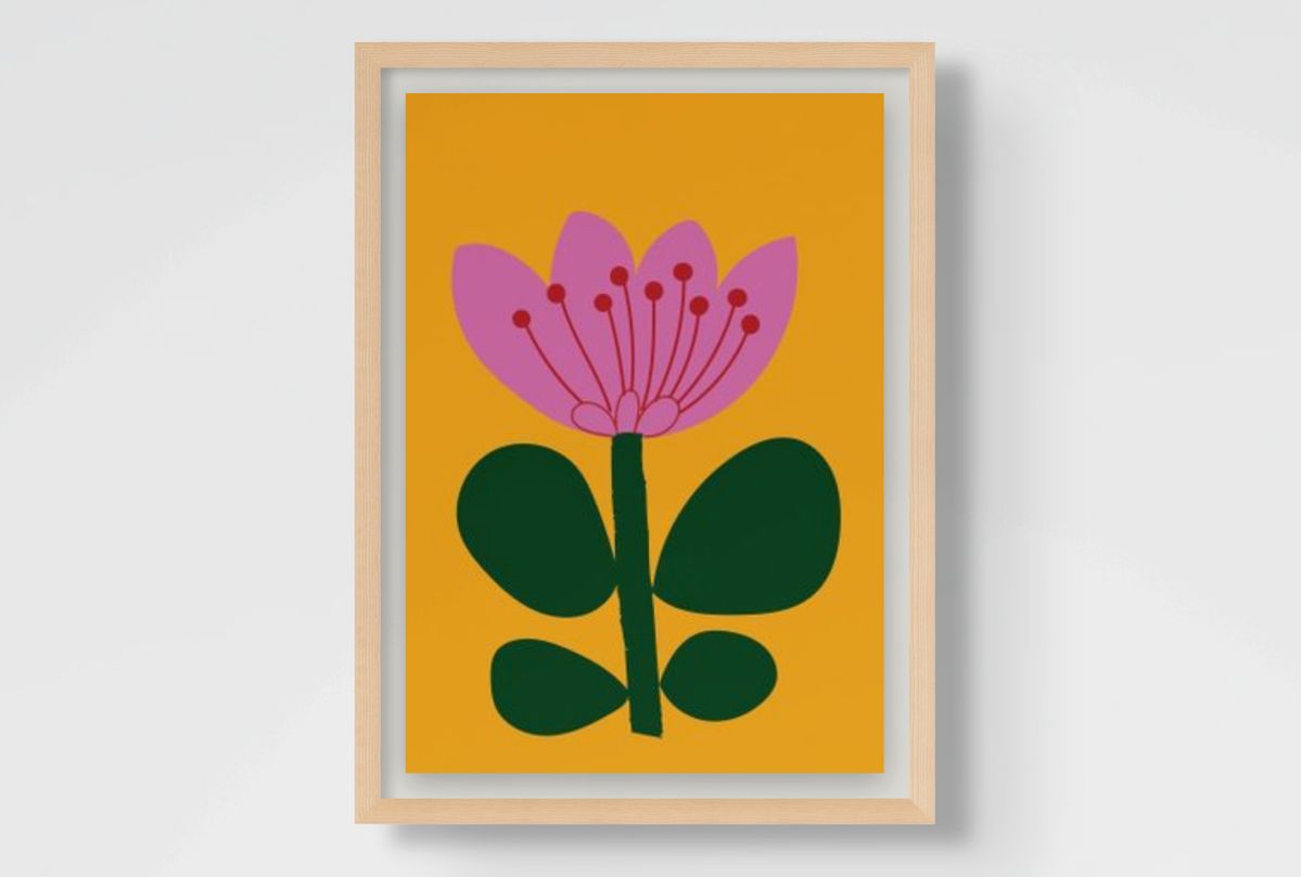 Floral Wall Art Print – Stylised Pink Botanical Artwork
