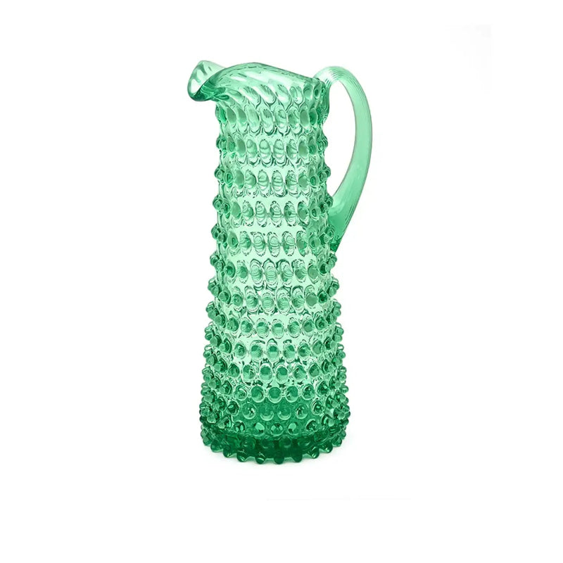 Maure Capri Sea 1.2L hobnail crystal jug on white background