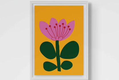 Floral Wall Art Print – Stylised Pink Botanical Artwork