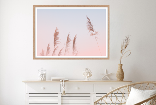 Pink Sky Pampas Grass | Boho Wall Art Print