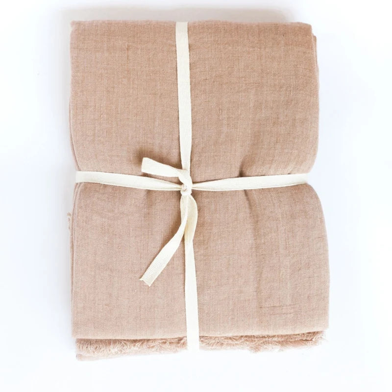 handwoven blush pink linen tablecloth