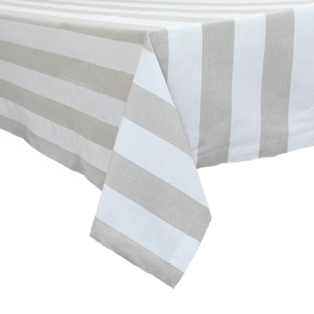 Tablecloth Chambray Natural and White Stripe