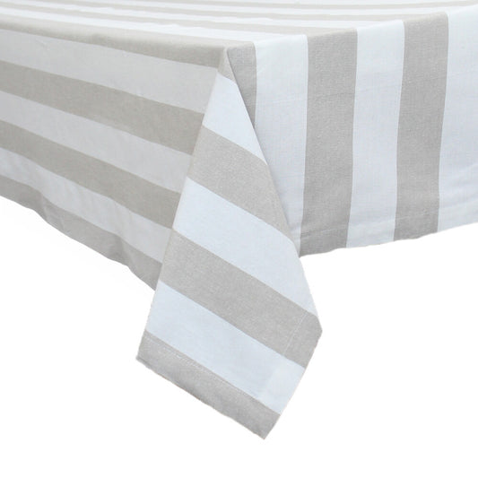 Tablecloth Chambray Natural and White Stripe