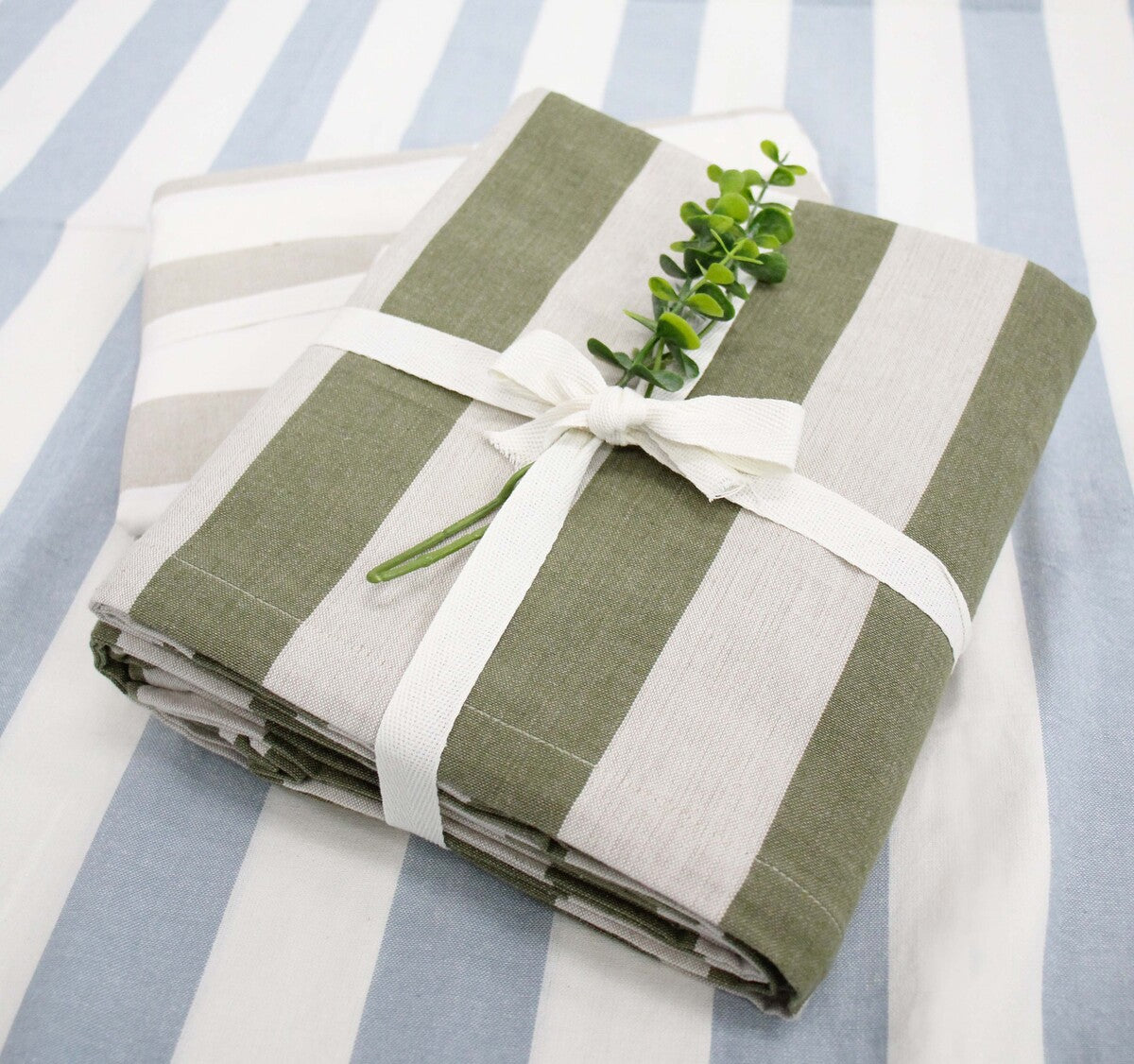 Tablecloth Chambray Blue and White Stripe