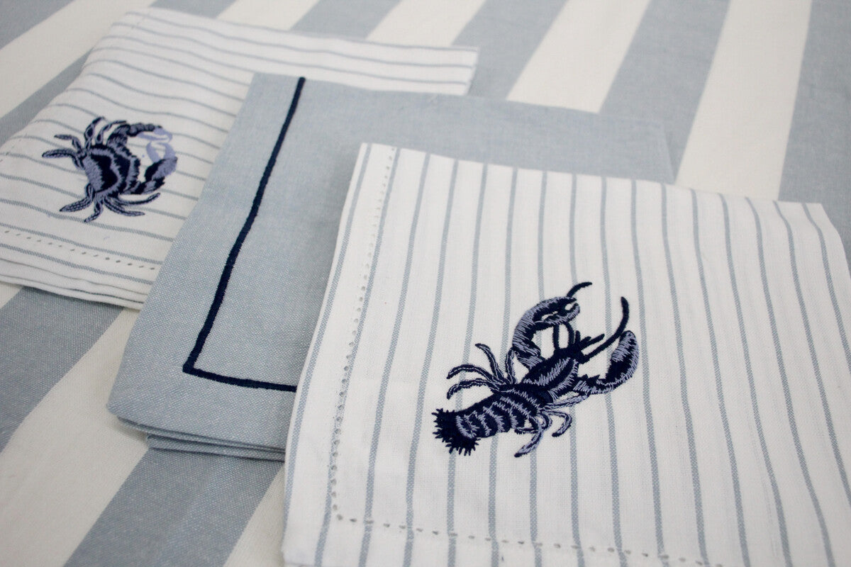Tablecloth Chambray Blue and White Stripe