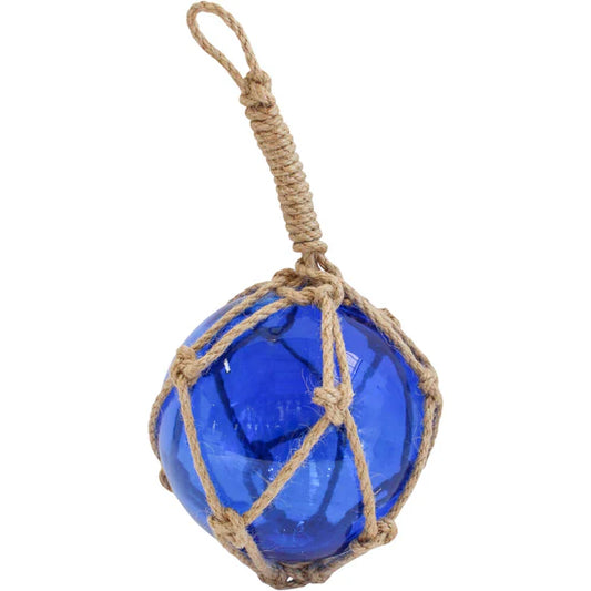 Buoy Glass Ball with Rope Blue