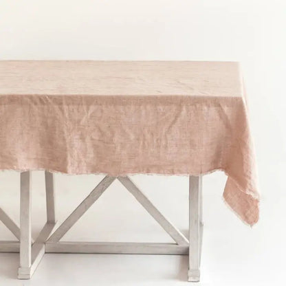 stonewashed linen tablecloth blush pink