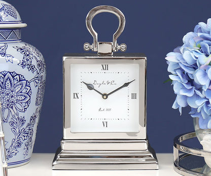Hamptons Silver Mantle Clock