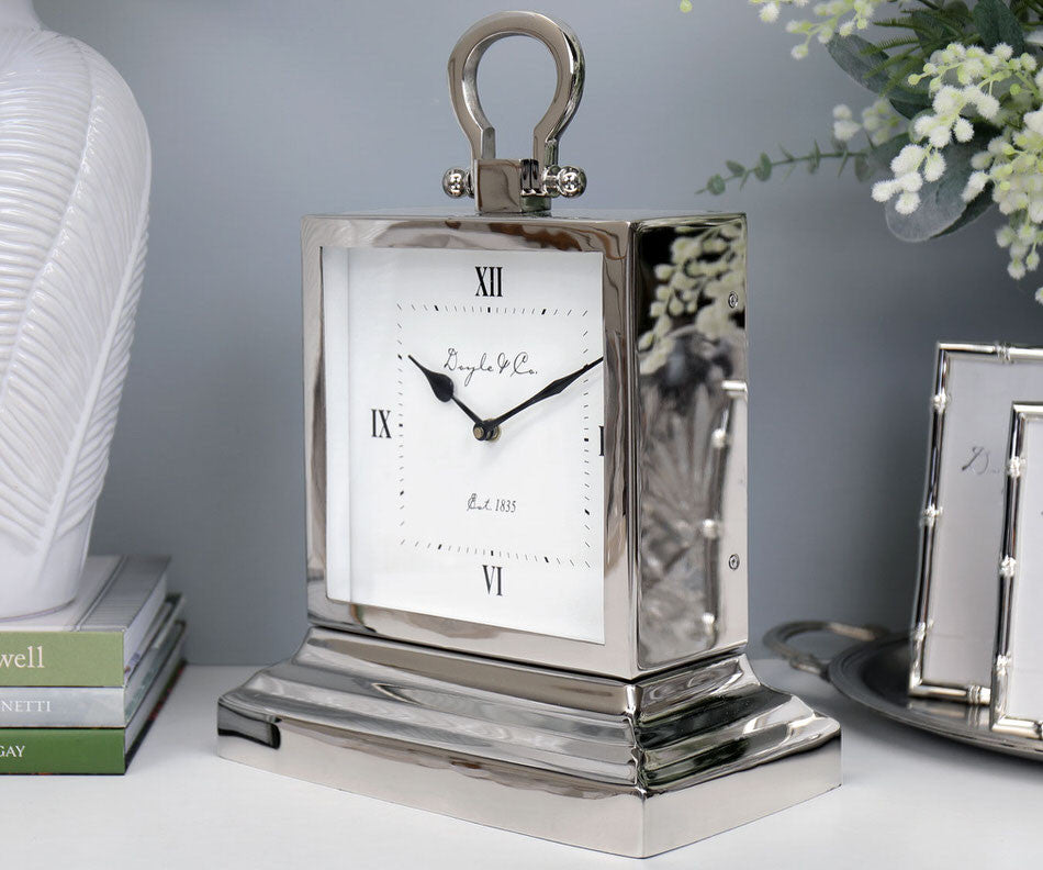 Hamptons Silver Mantle Clock