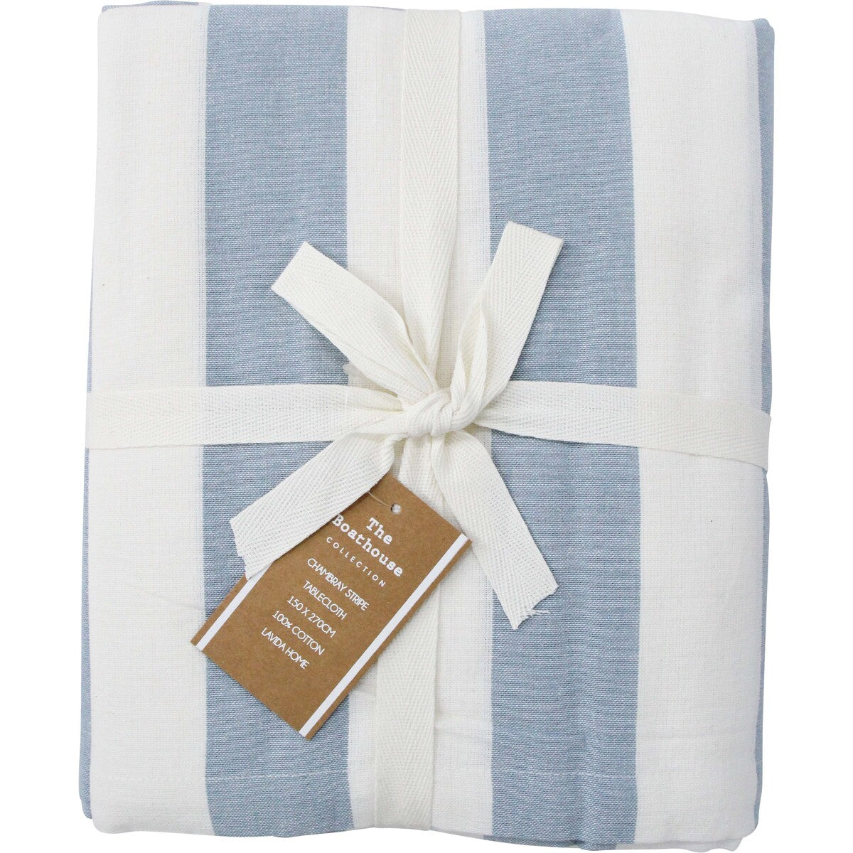 Tablecloth Chambray Blue and White Stripe