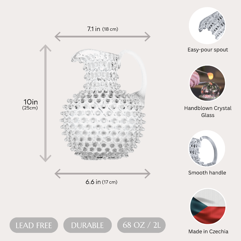 Maure Capri Sea crystal pitcher dimensions and handcrafted glass details