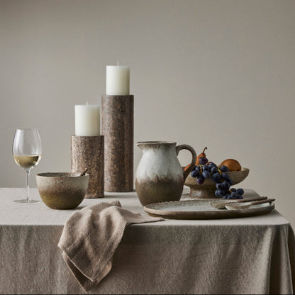 Dusk cream and brown stoneware serving jug with matching serveware