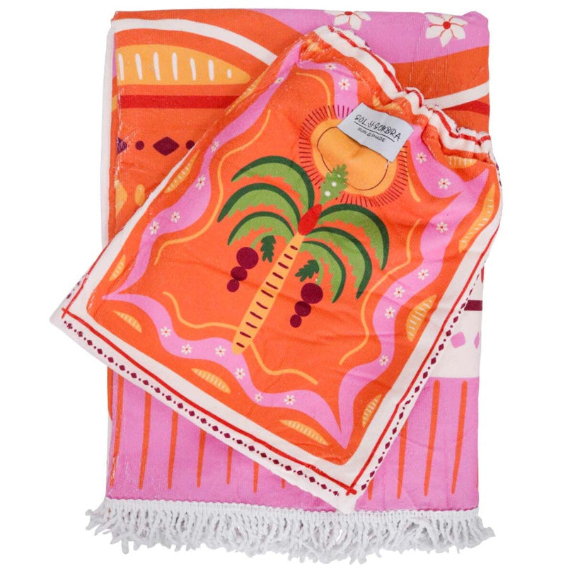 palm pink beach towel extra large tropical microfibre beach towel with bag