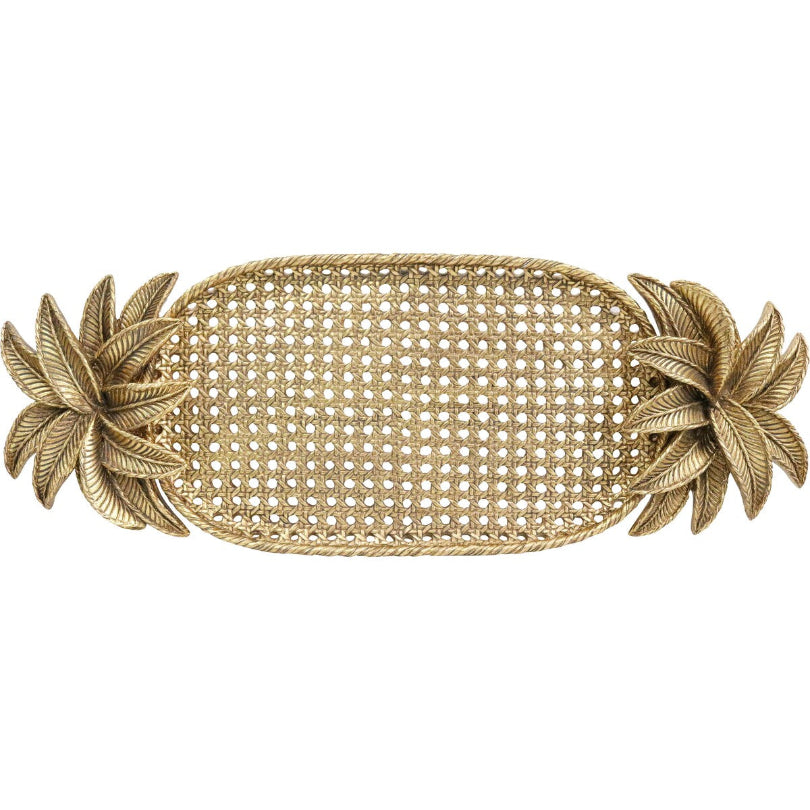 tropical gold tray with palm handles decorative home decor tray