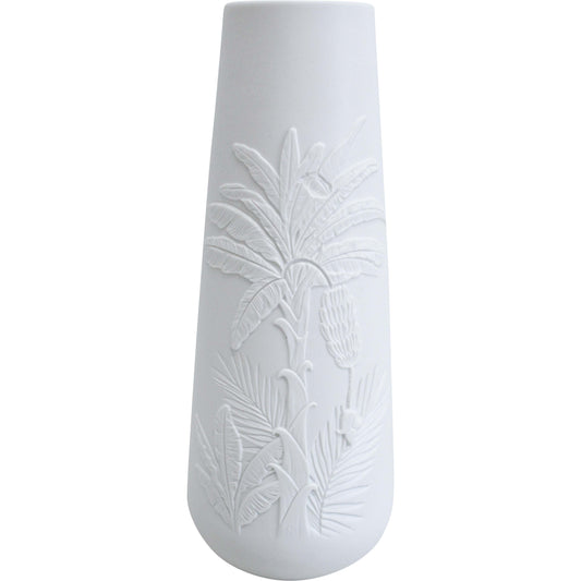 White Porcelain Vase Tropical Palm