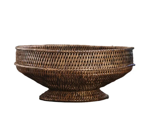 Handcrafted Rattan Pedestal Bowl