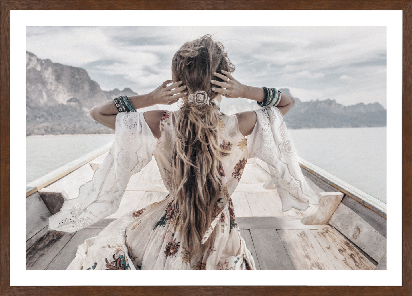 Bohemian Girl On Boat | Boho Wall Art Print