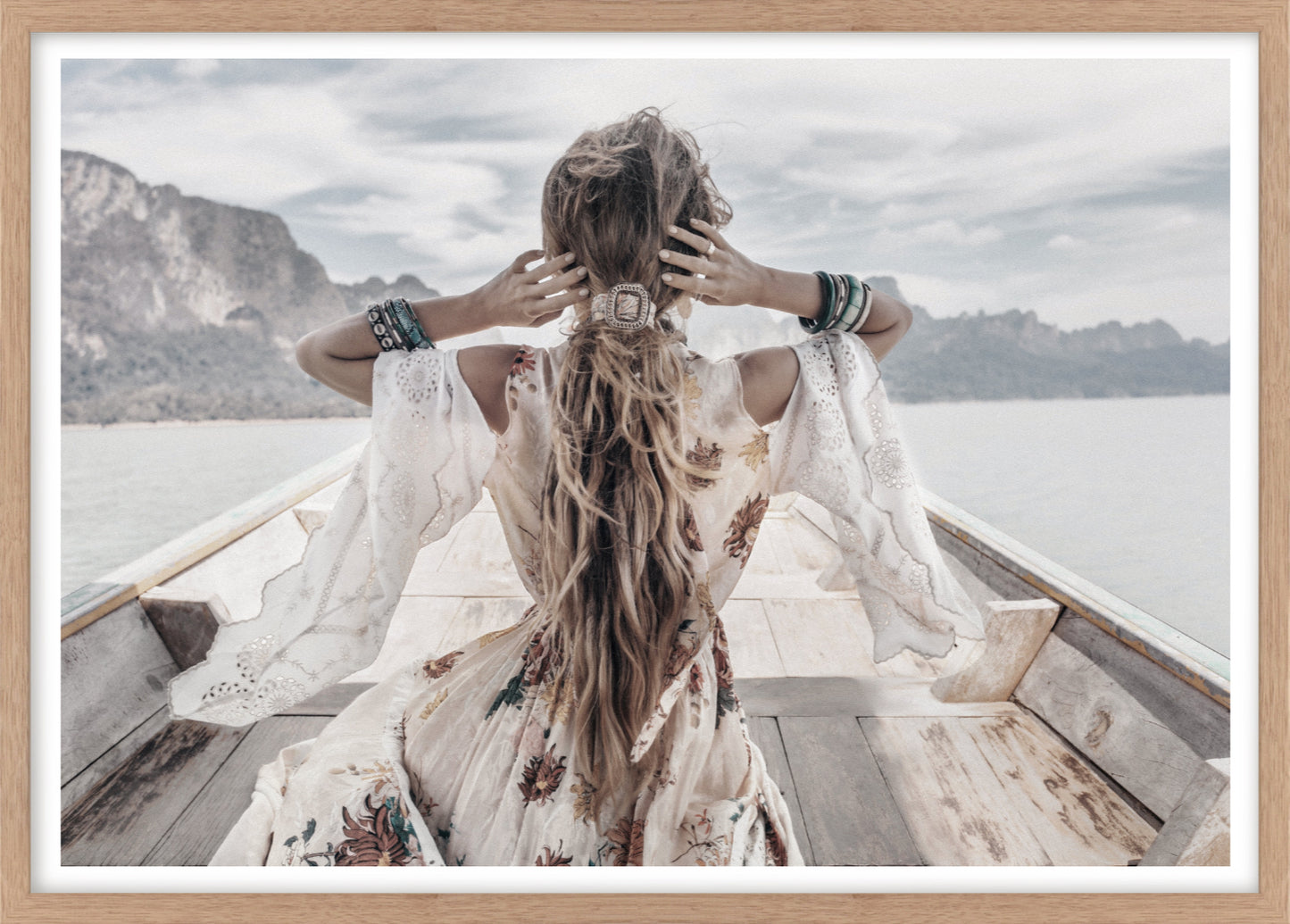 Bohemian Girl On Boat | Boho Wall Art Print