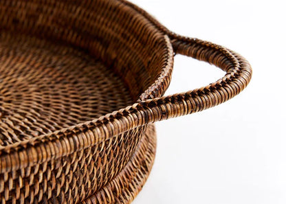 Handcrafted Large Oval Rattan Tray with Side Handles 54cm